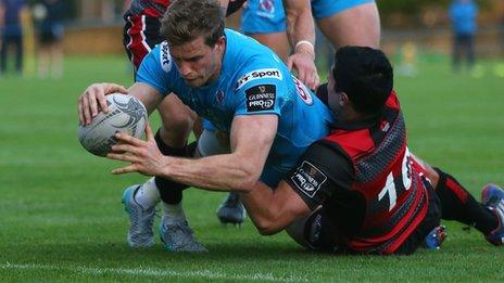 Andrew Trimble scores a try for Ulster against Edinburgh