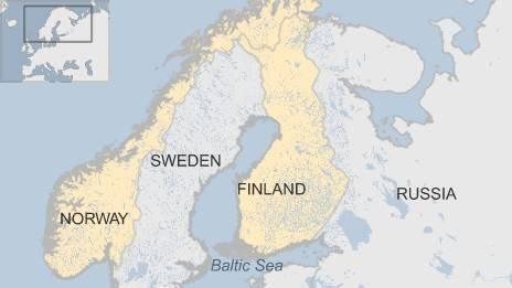 Map of Finland and Norway