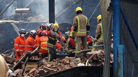 Firefighters at Bosley mill explosion