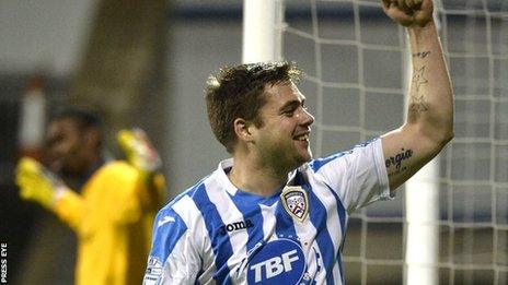 James McLaughlin celebrates equalising against Ballinamallard