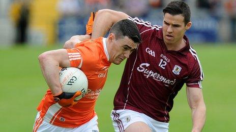 Armagh's Caolan Rafferty in action against Galway's Sean Denvir