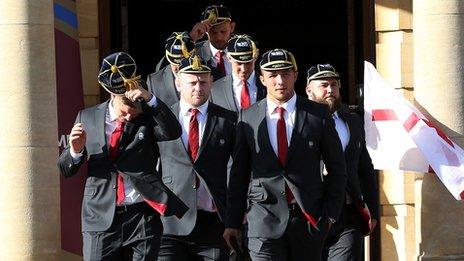 England's players receive their World Cup caps at Sandhurst