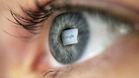 Google log reflected in eye