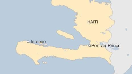 Map showing the south-western town of Jeremie in Haiti