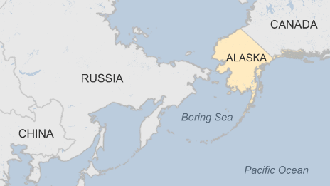 Map of region showing Alaska, Russia and China - 3 September 2015