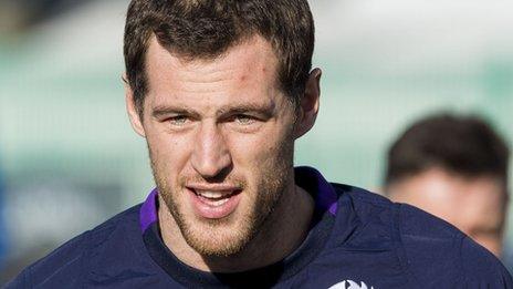 Tim Visser trains with Scotland ahead of their match with Italy