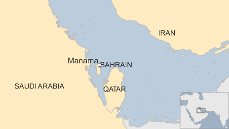 Map of Bahrain and Iran