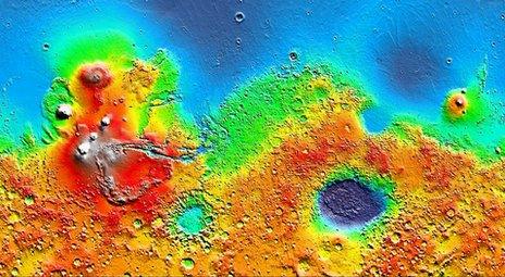 Topography map of Mars Nasa/JPL-Caltech