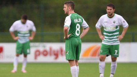 The New Saints players during their Champions League tie against Videoton