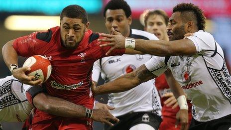 Wales number eight Taulupe Faletau in action against Fiji in 2014