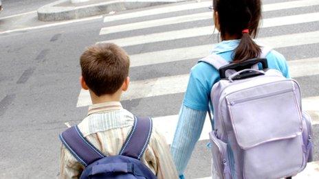 Children crossing the road