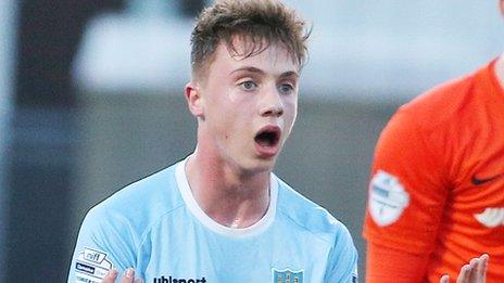 Matthew Shevlin in action for Ballymena United