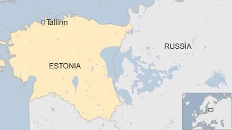 Map of Estonia border with Russia