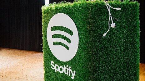 spotify logo on grass block