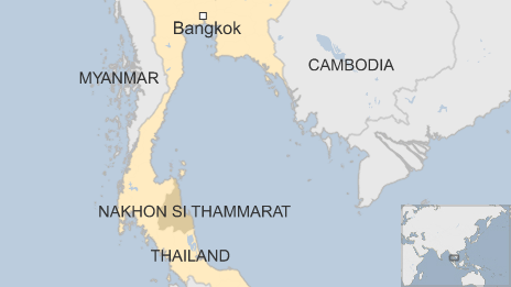 Map showing the location of Nakhon Si Thammarat province, Thailand