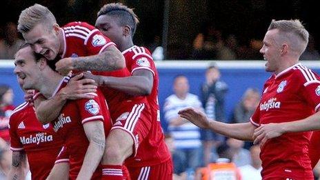 Cardiff celebrate Scott Malone's late equaliser