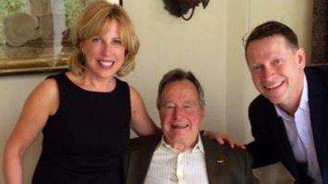 Christina Baker Kline (L) former President Bush and her husband David