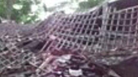 Earthquake damaged building on Indonesian Island