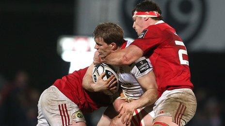 Action from Ulster's home defeat by Munster