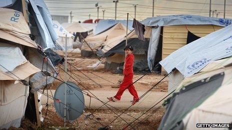 Syrian refugee camp at Zaatari, Jordan, pictured in January 2013