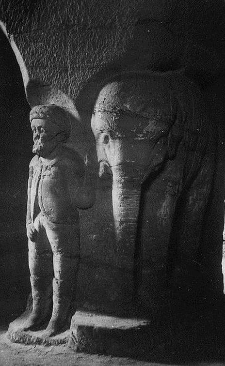 Doncaster Sand House carving -elephant with mahout