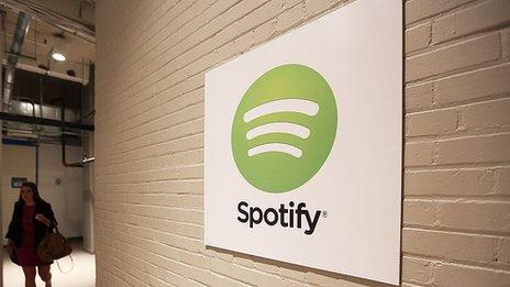 Spotify logo on wall