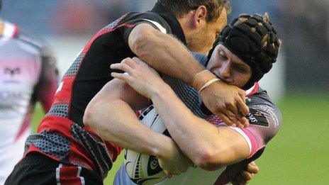 Ospreys' Dafydd Howells in action against Edinburgh