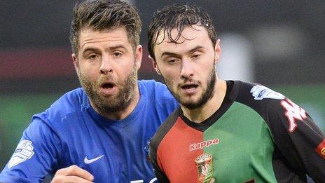 Action from Glentoran's 2-0 win over Glenavon