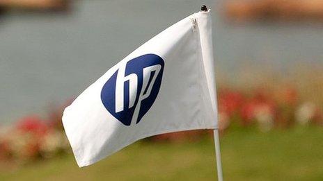 HP logo on flag