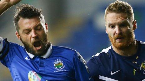 Action from Linfield's match against Ballinamallard United