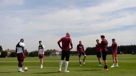 West Ham players at Chadwell Heath training ground
