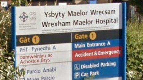 Sign at Wrexham Maelor Hospital