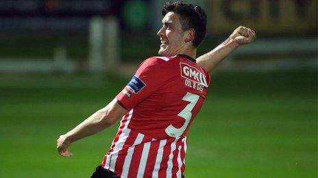 Dean Jarvis celebrates scoring against Bray Wanderers