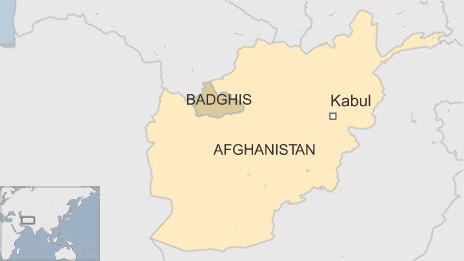 Map of Afghanistan showing Badghis province in north west