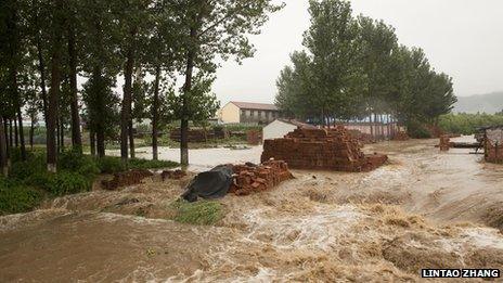 Flooded village in northern China