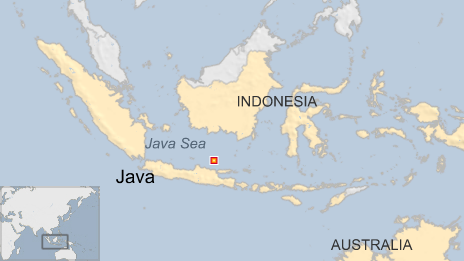 Map of Indonesia, Java, marking where Java Sea battle took place