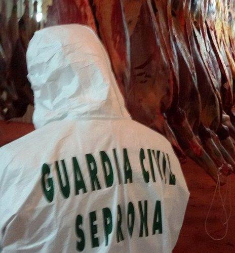 Spanish police officer in an abattoir