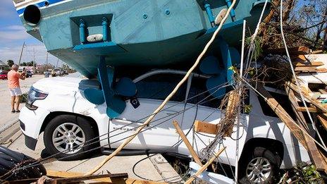 A boat on top of a car