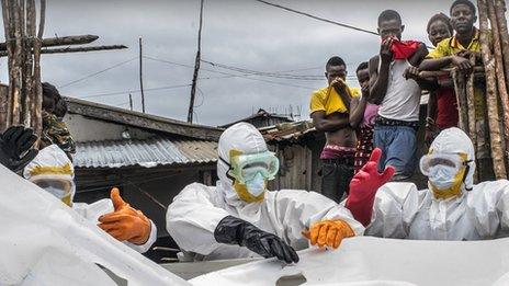 Body bags containing Ebola victims