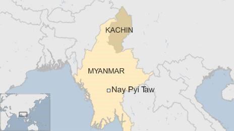 Map showing Kachin state in Myanmar