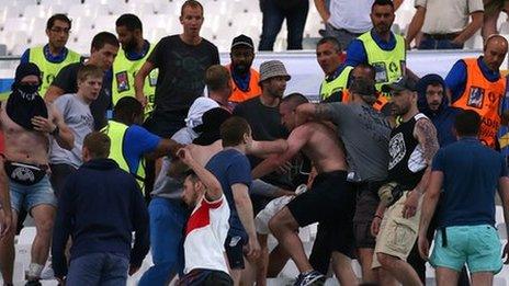 Fans clash in the Stade Velodrome