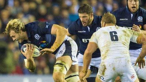 Jonny Gray in action for Scotland against England