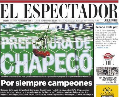 El Espectador's front page