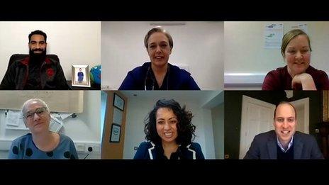 Prince William on the video call with NHS staff