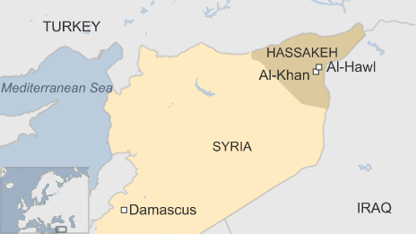 map of Syria showing Hassakeh in north east