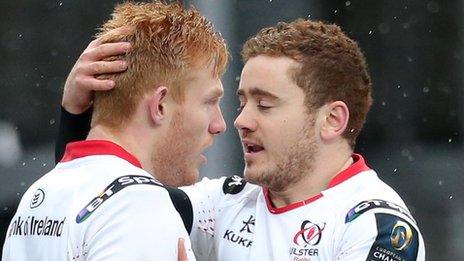 Rory Scholes and Paddy Jackson of Ulster