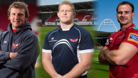 Hadleigh Parkes (left), Dylan Evans (centre) and George Earle (right)