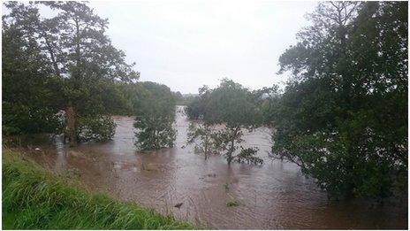 River with banks burst