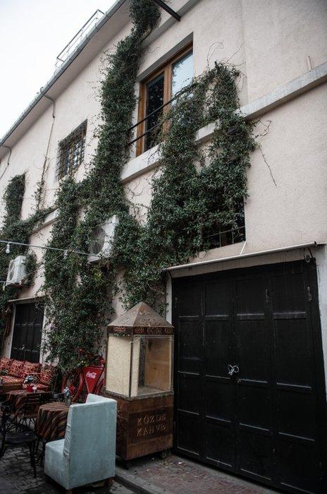 The sealed entrance of a home reportedly belonging to James Le Mesurier