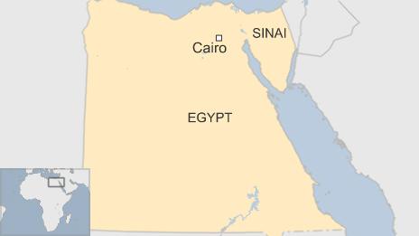 map of Egypt showing Cairo and Sinai peninsula